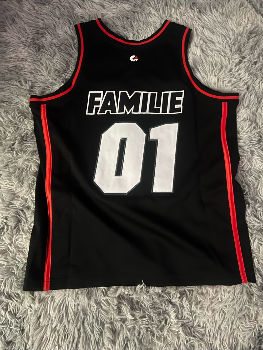 Ethika Black & Red Mesh Basketball Jersey with '01' - Picture 2 of 2